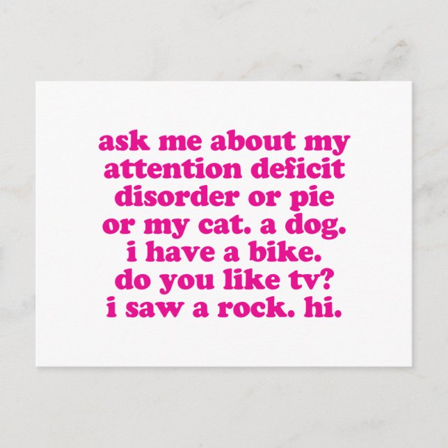 Postal Cita de trastorno por déficit de atención TDAH ADD (Anverso)