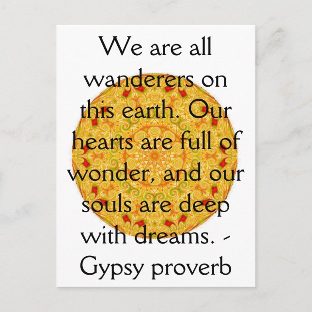 Postal Cita de viaje de Gypsy Proverb wanderlust (Anverso)