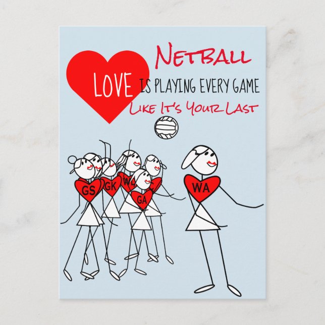 Postal Cita De Wa Player Clipart Y Netball Motivador (Anverso)