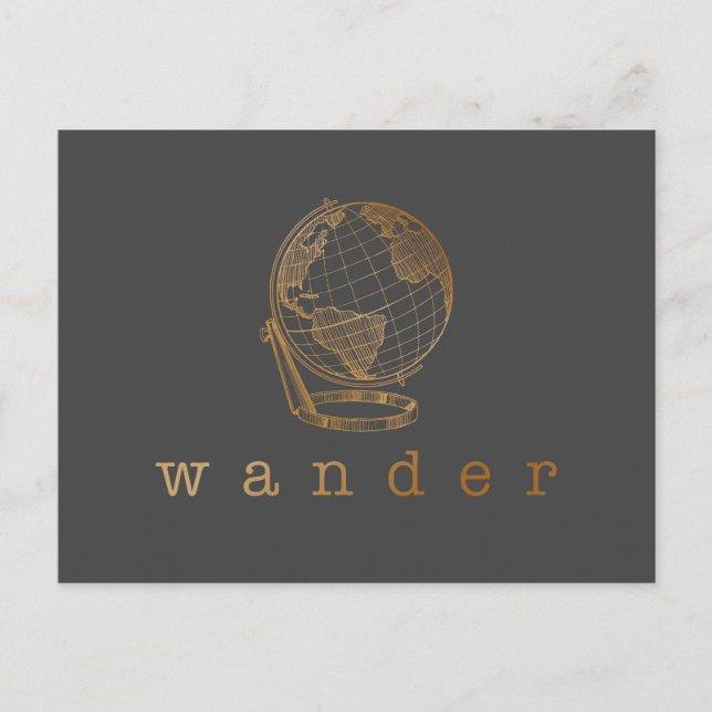 Postal Cita de Wander y Globe en negro y oro (Anverso)