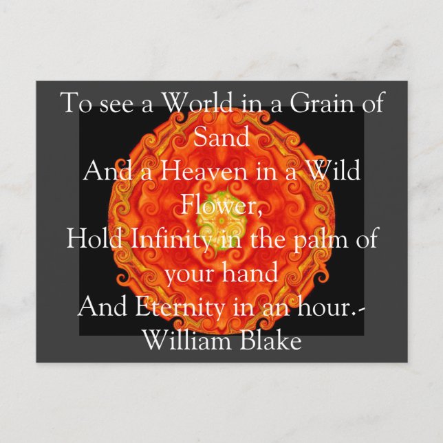 Postal cita de William Blake "Mundo en un Grano de Arena" (Anverso)