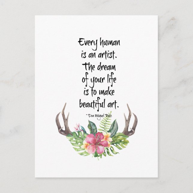 Postal Cita del artista humano Don Miguel Ruiz (Anverso)