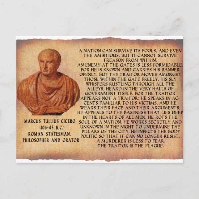 POSTAL CITA DEL CICERO - LA NACIÓN NO PUEDE SOBREVIVIR EL (Anverso)