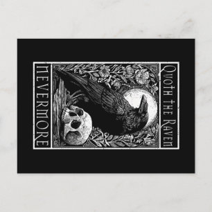 Postal Cita del Cuervo - Nunca más - Arte de Edgar Allan