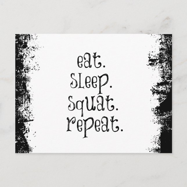 Postal Cita del gimnasio: Comer, dormir, sentarse (Anverso)