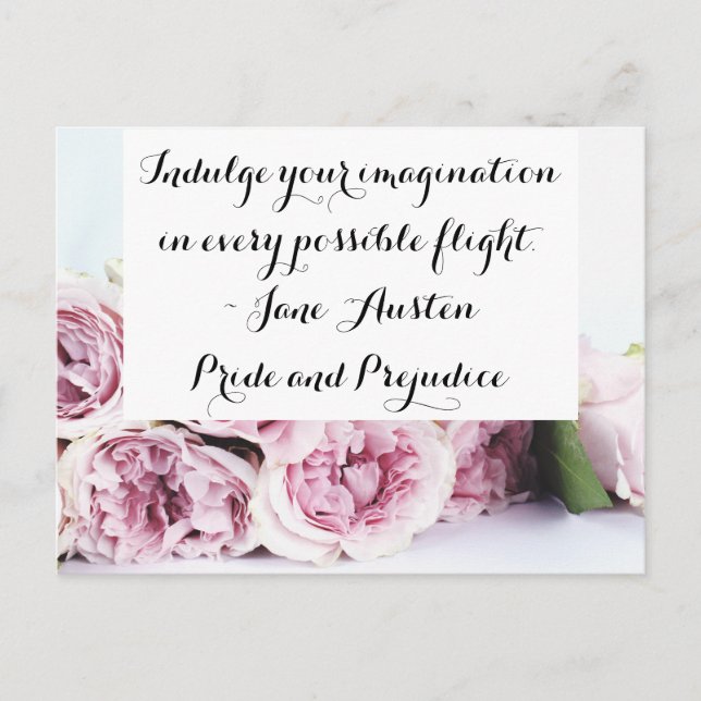 Postal Cita del libro Orgullo y Prejuicio de Jane Austen  (Anverso)