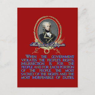 Postal Cita del Marqués de Lafayette sobre la insurrecció