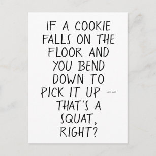 Postal Cita divertida contra el ejercicio de cookies