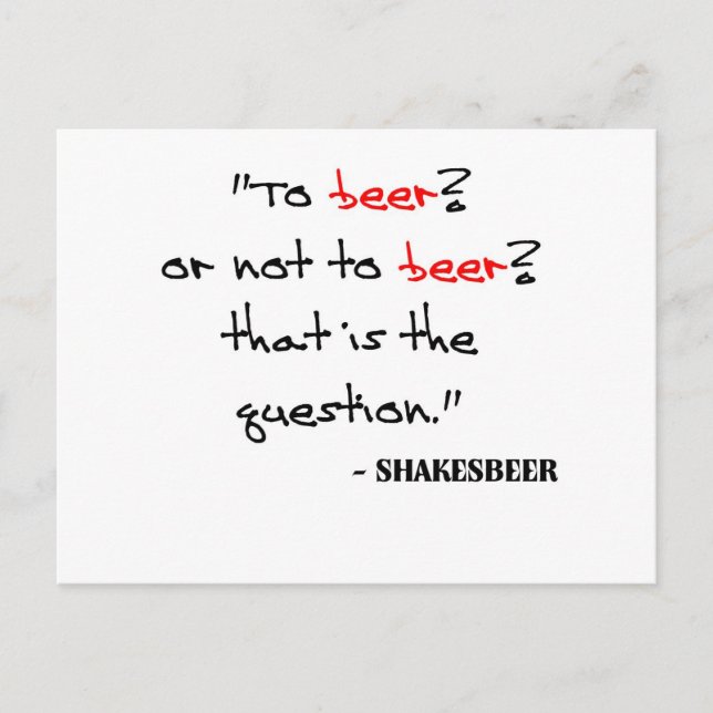 Postal Cita divertida de cerveza (Anverso)