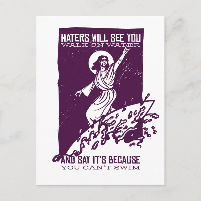 Postal Cita divertida de Jesus Surf (Anverso)