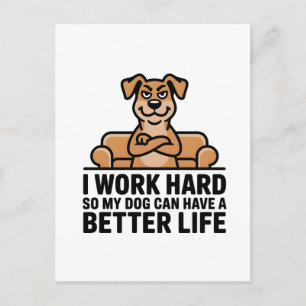 Postal Cita Divertida de Perro Mimado Ilustración Sofá