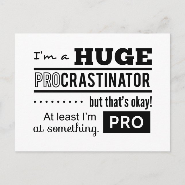 Postal Cita Divertida de Procrastinador (Anverso)