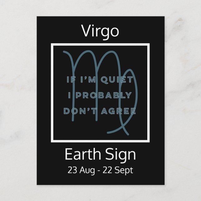 Postal Cita divertida de Rótulo Virgo Zodiac en Post Blan (Anverso)