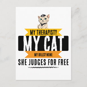 Postal Cita divertida de terapeuta de gatos Humor para am