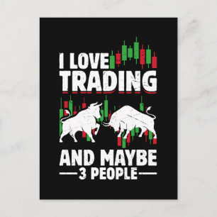 Postal Cita divertida de trading Toro y gráfico de velas