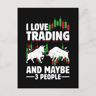 Postal Cita divertida de trading Toro y gráfico de velas