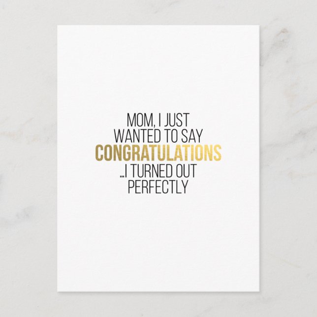 Postal Cita divertida del día de la madre para MOM (Anverso)