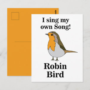 Postal Cita Divertida del Pájaro Robin