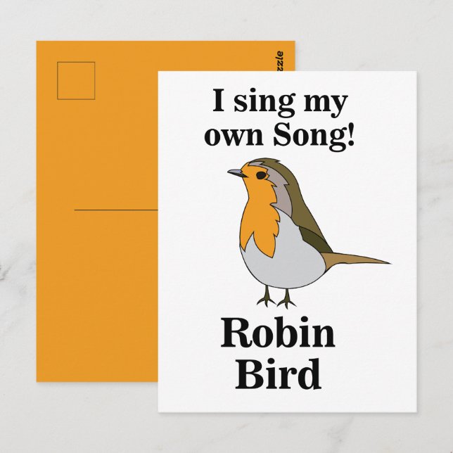 Postal Cita Divertida del Pájaro Robin (Anverso / Reverso)