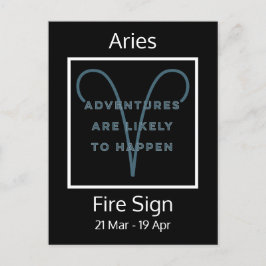 Postal Cita divertida del signo zodiacal Aries en azul y 