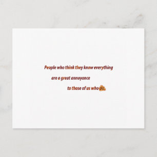 Postal Cita divertida - Gente que piensa que conoce cada 