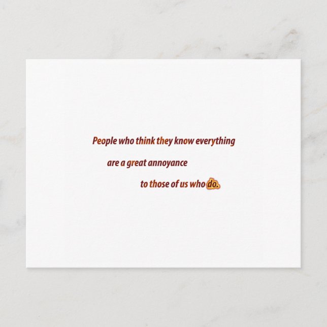 Postal Cita divertida - Gente que piensa que conoce cada  (Anverso)