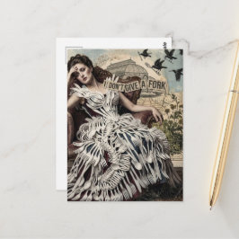 Postal Cita Divertida Mujer Vintage con un Vestido de Ten