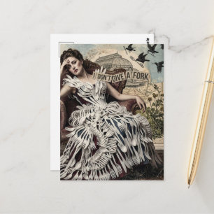Postal Cita Divertida Mujer Vintage con un Vestido de Ten