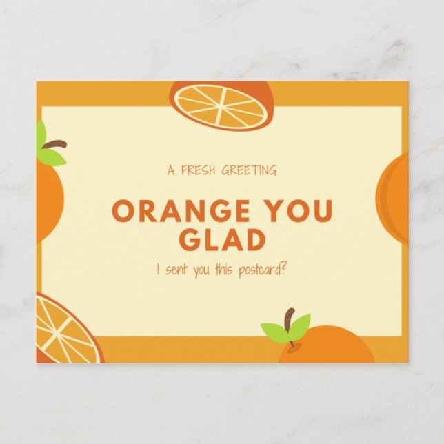 Postal Cita divertida Naranja Ilustraciones de fruta (Anverso)