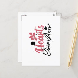 Postal Cita floral Inspiradora con nuevos corazones