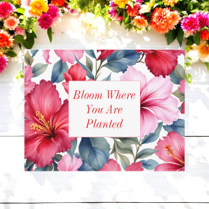 Postal Cita floral inspiradora de color rosa rojo 
