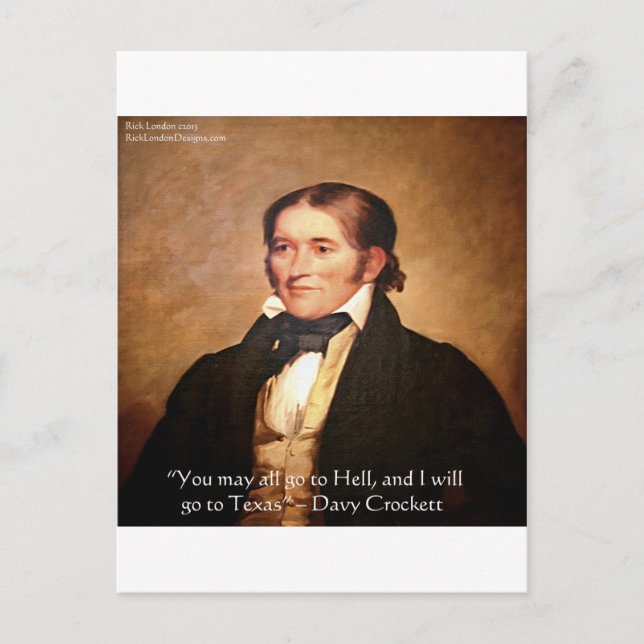 Postal Cita humorística de Davy Crockett "Yendo a Texas" (Anverso)