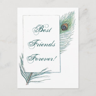 Postal Cita Inspiradora BFF para fundición de pavo real v