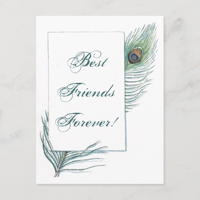 Postal Cita Inspiradora BFF para fundición de pavo real v (Anverso)