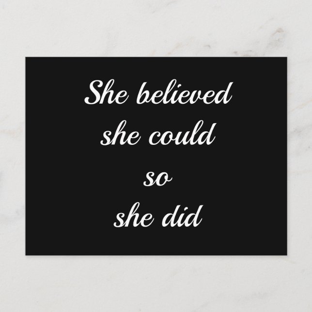 Postal Cita inspiradora con letras simples (Anverso)