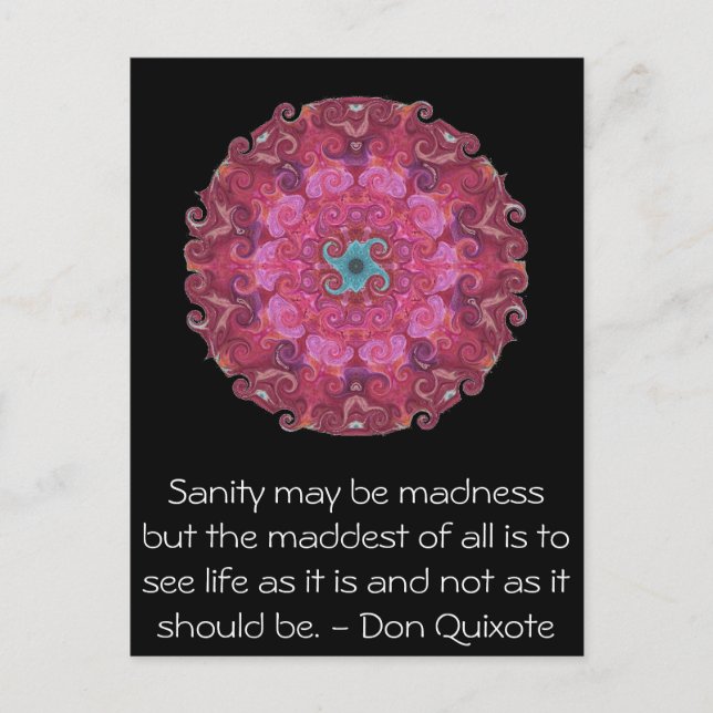 Postal Cita inspiradora de Don Quijote (Anverso)