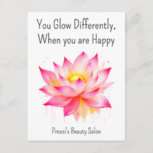 Postal Cita inspiradora de felicidad rosa autocuidado