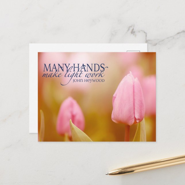 Postal Cita Inspiradora de John Heywood "Trabajo en equip (Anverso/Reverso In Situ)