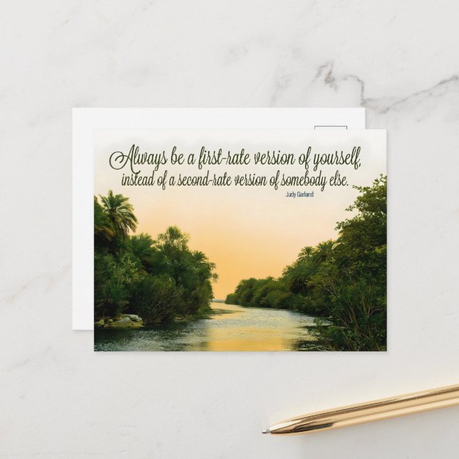 Postal Cita Inspiradora de Judy Garland "de primera" (Anverso/Reverso In Situ)