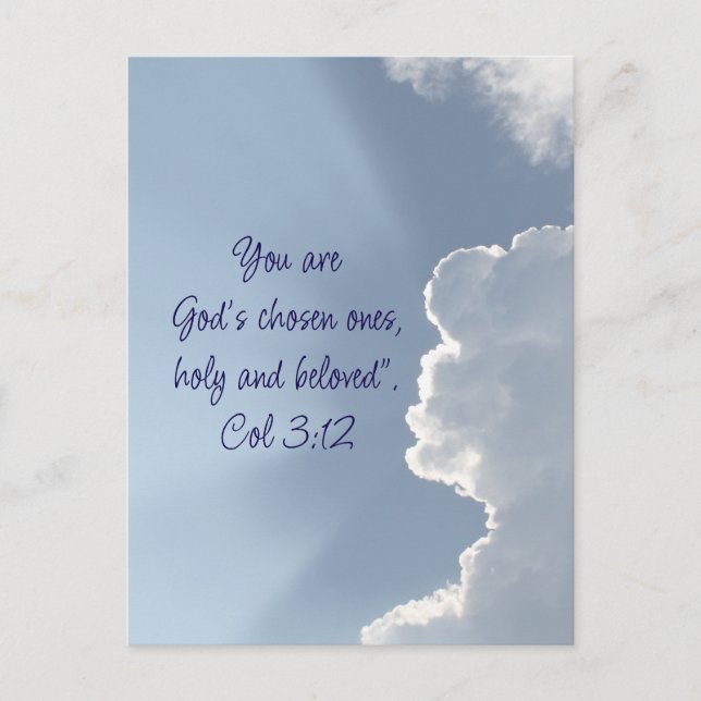 Postal Cita inspiradora de la Biblia de Colosenses 3:12 (Anverso)