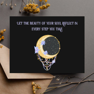 Postal Cita Inspiradora de la luna floral cósmica