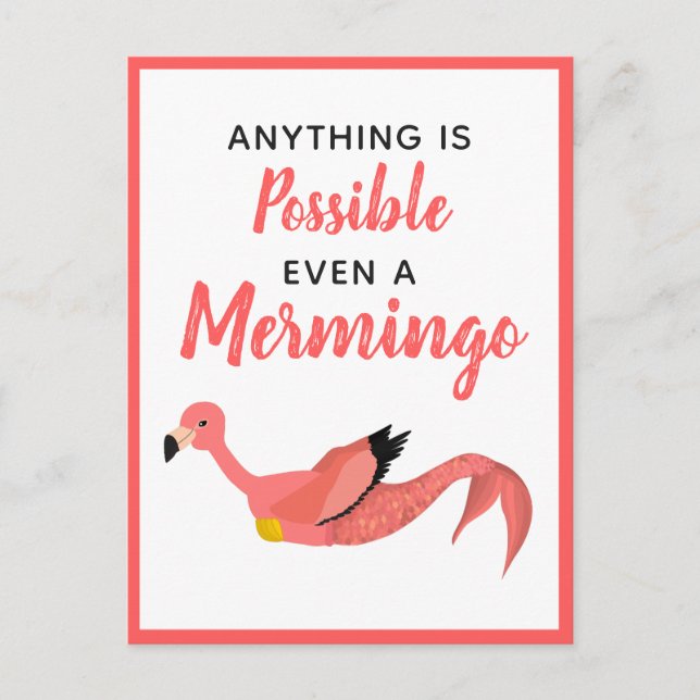 Postal Cita Inspiradora de la sirena rosada Flamingo (Anverso)