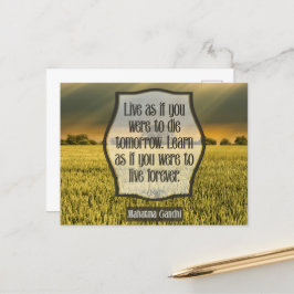 Postal Cita Inspiradora de Mahatma Gandhi "en vivo"