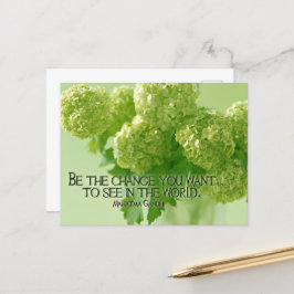 Postal Cita Inspiradora de Mahatma Gandhi "Sé el cambio"