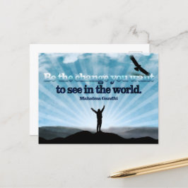 Postal Cita Inspiradora de Mahatma Gandhi "Sé el cambio"