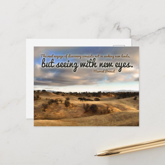 Postal Cita Inspiradora de Marcel Proust "Nuevos ojos" (Anverso/Reverso In Situ)