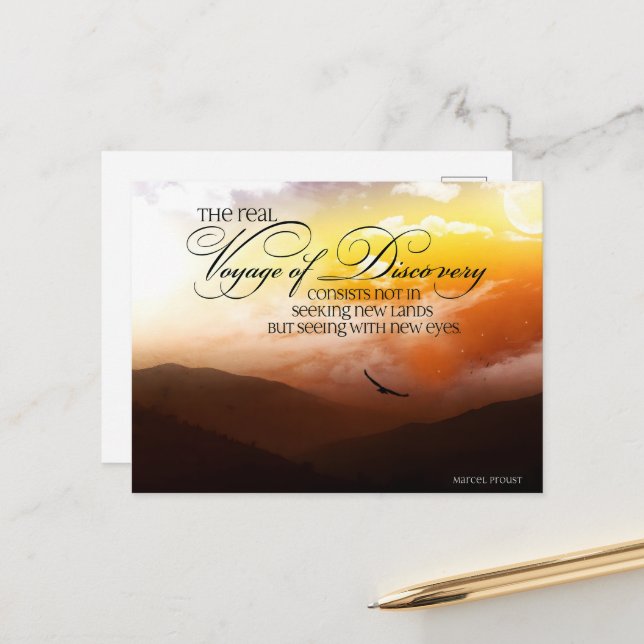 Postal Cita Inspiradora de Marcel Proust "Nuevos ojos" (Anverso/Reverso In Situ)