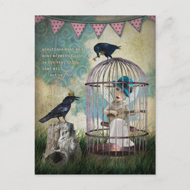 Postal Cita Inspiradora de miedo y libertad (Anverso)