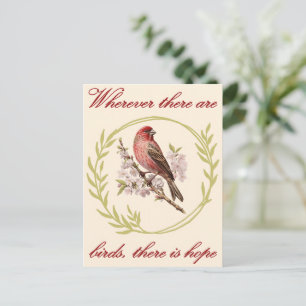 Postal Cita Inspiradora de pájaros, flor de pájaro