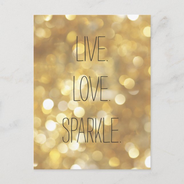Postal Cita Inspiradora de Purpurina de Live Love Sparkle (Anverso)